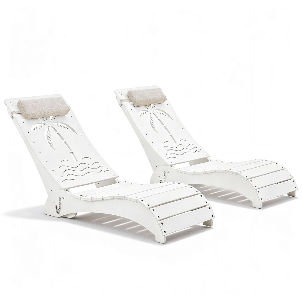 White Set of 2 Pool Chaise Loungers for Sun Shelf up to 9 Inches with Headrest price history on PriceWatchPro