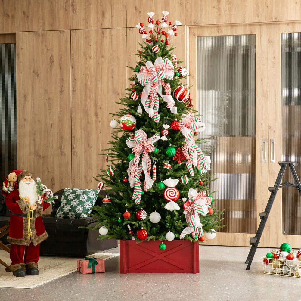 Rustic Red Wooden Christmas Tree Collar