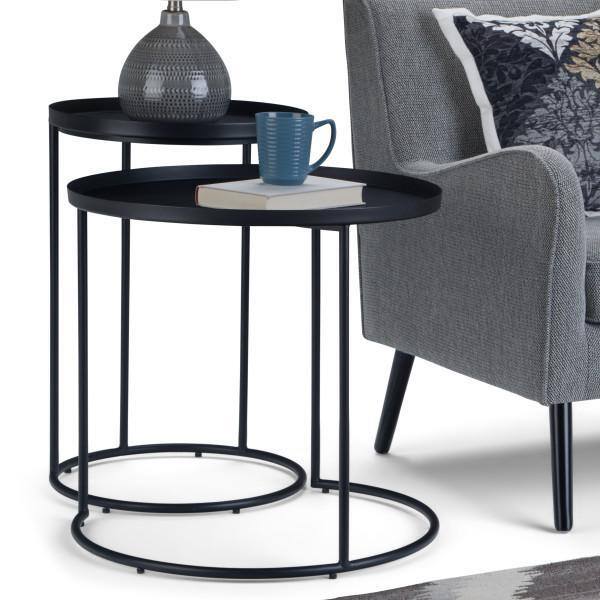 Brooklyn Max Thompkins Modern Industrial 24 Inch Wide Metal 2 Pc Nesting Table In Black Fully Assembled Bmmnt 06 The Home Depot