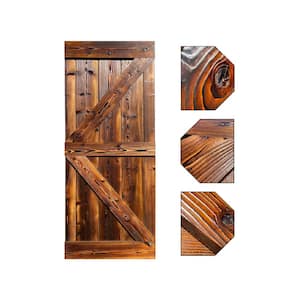 38 in. x 84 in. K Series Pre-Assembled Walnut Stained Thermally Modified Solid Pine Wood Interior Sliding Barn Door Slab