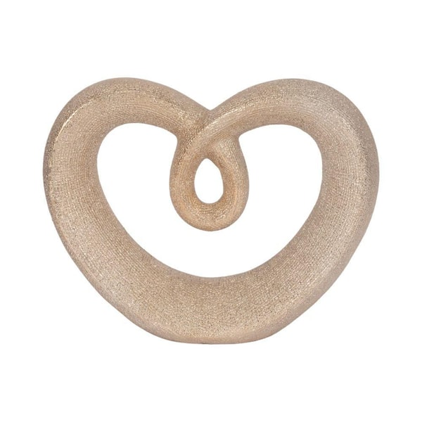 Liv & Skye Gold 10 in. x 8 in. Stoneware Abstract Beaded Heart Decorative Object