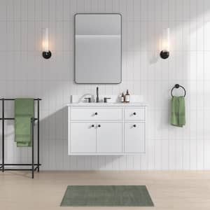Paisley 36 in. W x 22 in. D x 35 in. H Single Sink Bath Vanity in White with Cala White Engineered Stone Top