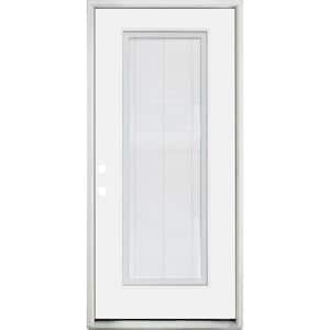 Legacy 32 in. x 80 in. Right-Hand/Inswing Full Lite Clear Glass Mini-Blind White Primed Fiberglass Prehung Front Door