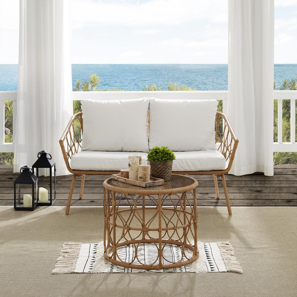 Juniper 2-Piece White Steel Boho-Chic Outdoor Loveseat Set