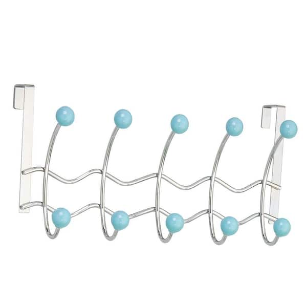 Elegant Home Fashions OTD - 5 Over The Door Hooks in Chrome with Teal Color Ball