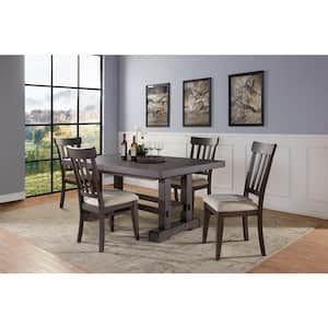 Napa Espresso Brown Wood 72 in. Dining Set 5-Pieces with 4-Cushioned Side Chairs and 2 18 in. Leaves