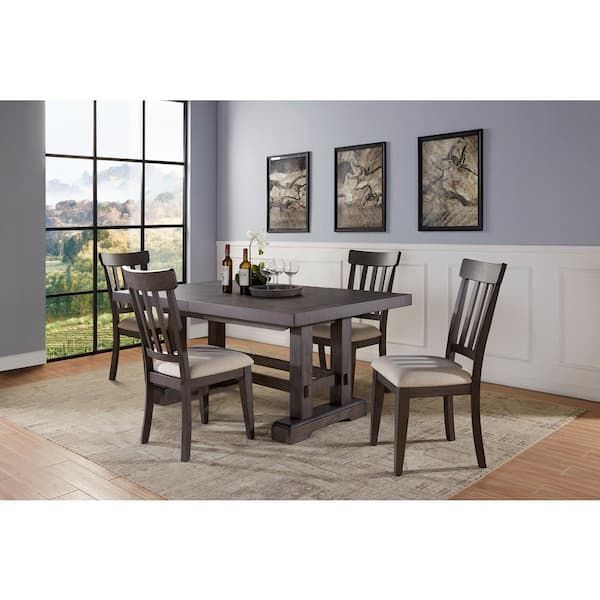 Steve Silver Napa Espresso Brown Wood 72 in. Dining Set 5-Pieces with 4-Cushioned Side Chairs and 2 18 in. Leaves