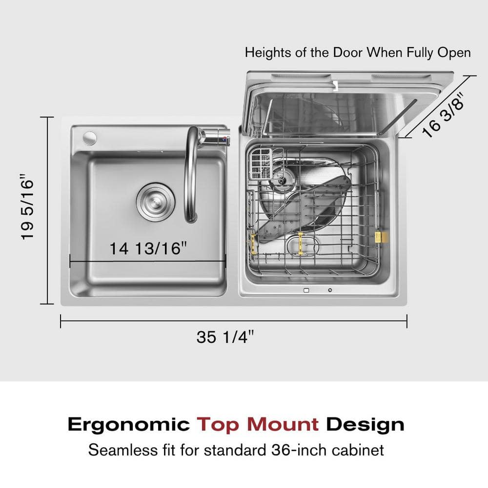 FOTILE Stainless Steel 2-in-1 In-Sink Dishwasher Combination