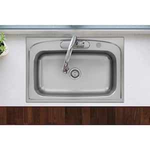 Pergola Drop-In Stainless Steel 33 in. 4-Hole Single Bowl Kitchen Sink with Drain