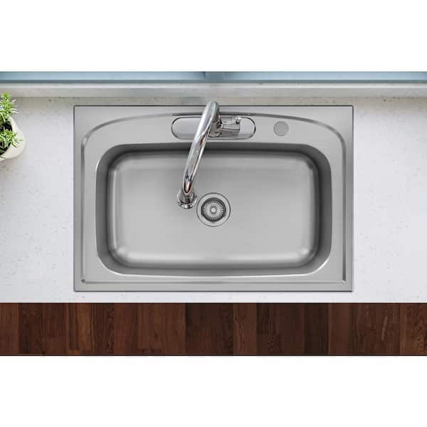Pergola 33 in. Drop-in Single Bowl 20-Gauge Stainless Steel Kitchen Sink w/ Accessories