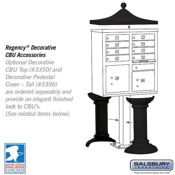 Salsbury Industries Black USPS Access Cluster Box Unit with 8 A
