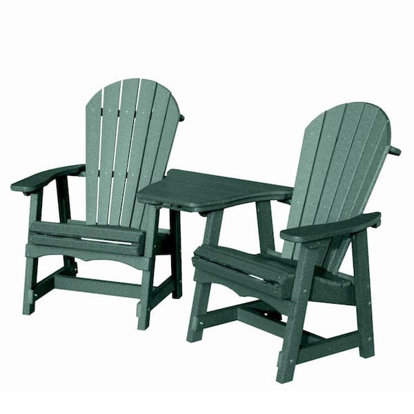 Vifah Roch Recycled Plastic 3-Piece Adirondack Patio Chair and Table Set in Green-DISCONTINUED
