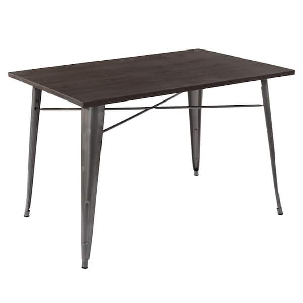 Homy Casa Meilen 47.2 in. Gun Rectangle Solid Elm Wood Top With Metal Frame ( Seats 4 )