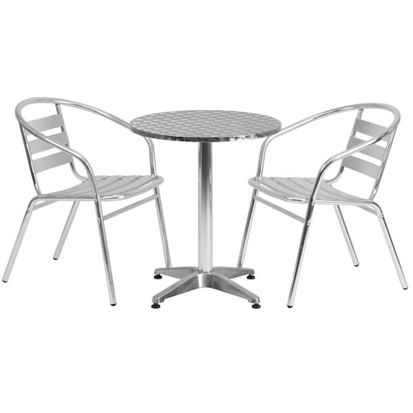 Carnegy Avenue 3-Piece Metal Round Outdoor Bistro Set in Aluminum