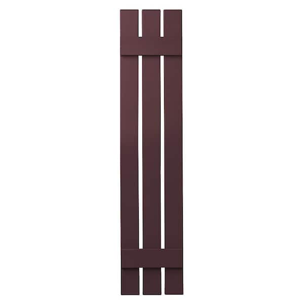 Ply Gem 12 in. x 47 in. Polypropylene 3-Board Open Board and Batten Shutters Pair in Vineyard Red