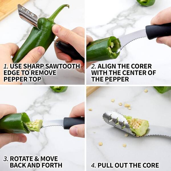 Stainless Steel Red Bell Pepper Seed Corer – 2-Piece Vegetable & Fruit Corer Tool, 6.3 Inch Kitchen Gadget - View #7