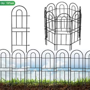 Decorative Garden Fence 16-Pieces 32 in. H RustProof Metal Garden Fence Total 16 ft. L, Black