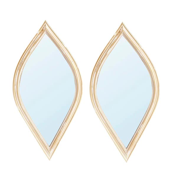 Unbranded Modern Gold 7 in W x 13 in. H Wood Framed Wall Decorative Mirror 2-Pieces, for Living Room Bedroom Bathroom