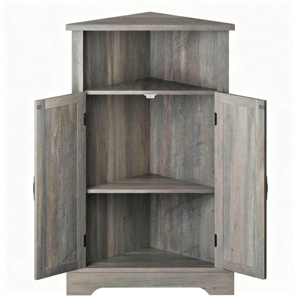 23.23 in. W x 34.25 in. H Gray Wood Floor Mount Storage Cabinet with Barn Door, Corner Design price history on PriceWatchPro