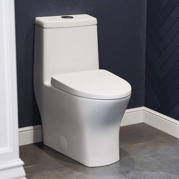 Sublime II 10 in. Rough-in 1-piece 1.1/1.6 GPF Dual Flush Round Toilet in Glossy White, Seat Included