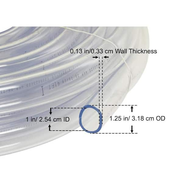 1-1/4 in. O.D. x 1 in. I.D. x 50 ft. PVC Clear Vinyl Tube