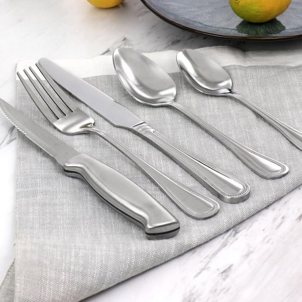 Oster 20 Piece Stainless Steel Flatware and Steak Knife Set - Silver - N/A