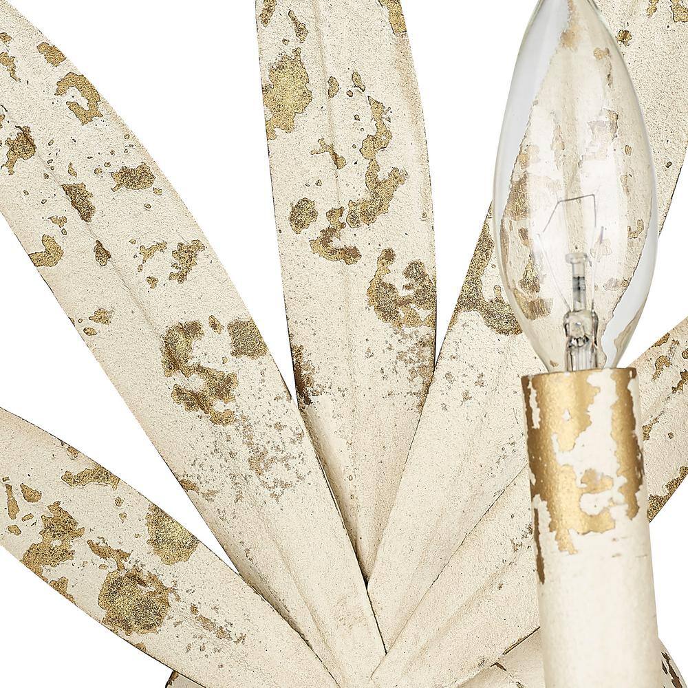 Antique White Metal Palm Frond 2-Light Wall Sconce