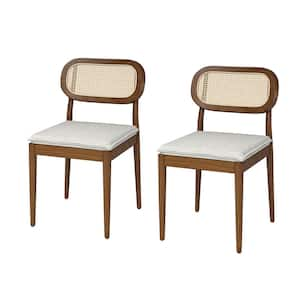 Laurente Acorn Modern Ratten Dining Chair with Removable Cushion (Set of 2)