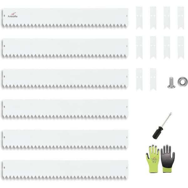 Unbranded 6-Pack 40 in. L x 6 in. H Antique White Steel Garden Landscape Edging, Bendable Lawn Border with Gloves and 10 Stakes