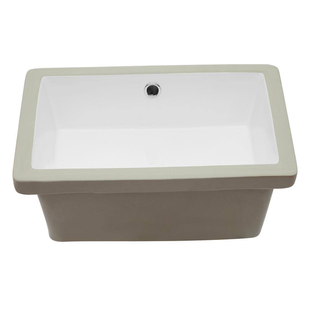 19.5" White Rectangular Ceramic Undermount Bathroom Sink