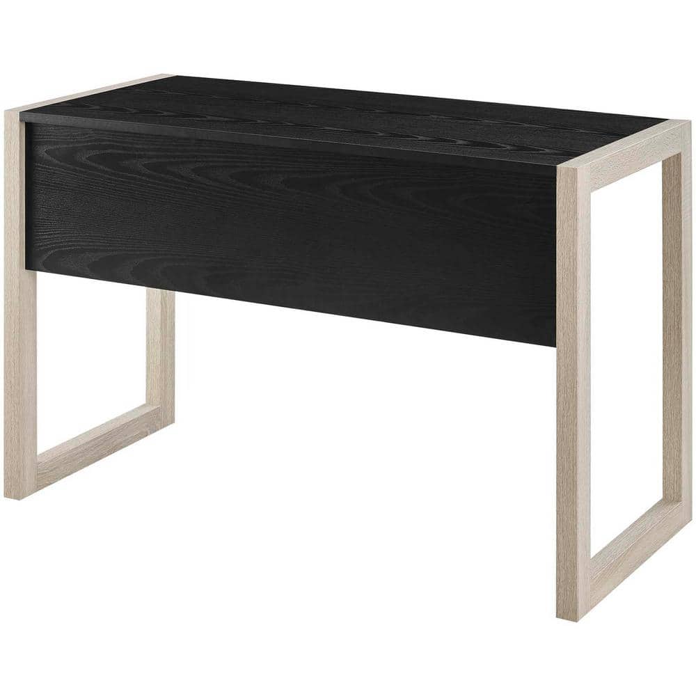 MODWAY 44 in. Rectangular Natural/Black Writing Desk with Storage EEI ...
