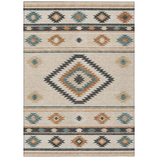 Chantille Machine Washable Indoor/Outdoor Abstract ACN3127 Ivory 9 ft. x 12 ft. Area Rug