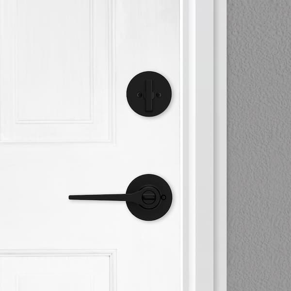 Kwikset Hollis Round Rose Matte Black Handle with Single Cylinder