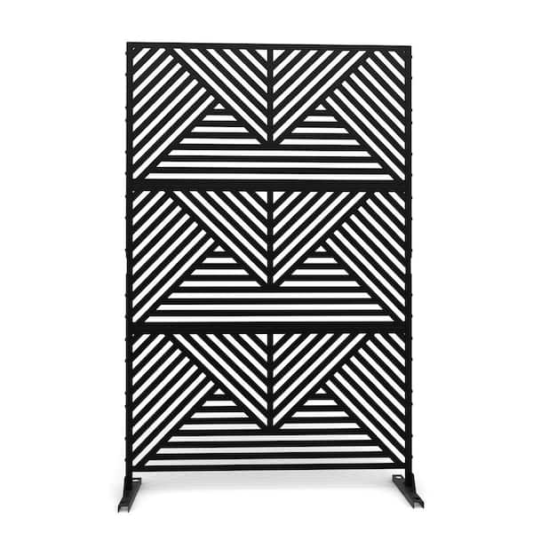 UIXE 76 in. Galvanized Steel Garden Fence Outdoor Privacy Screen Garden Screen Panels in Black