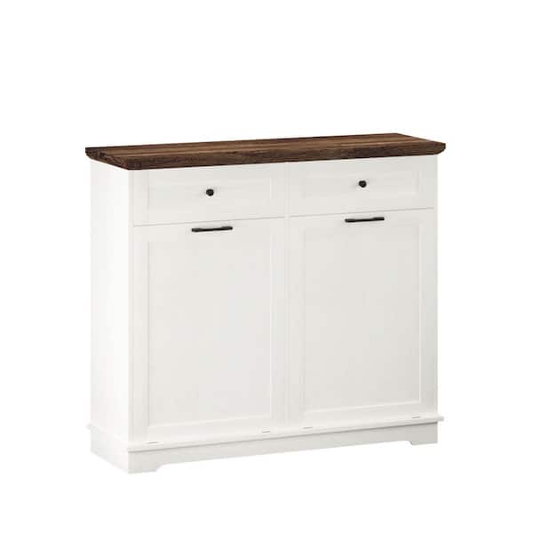 13.40 in. W x 39.40 in. D x 13.40 in. W White Particle Board Assemble Tilt Kitchen Cabinet with Hideaway Drawer