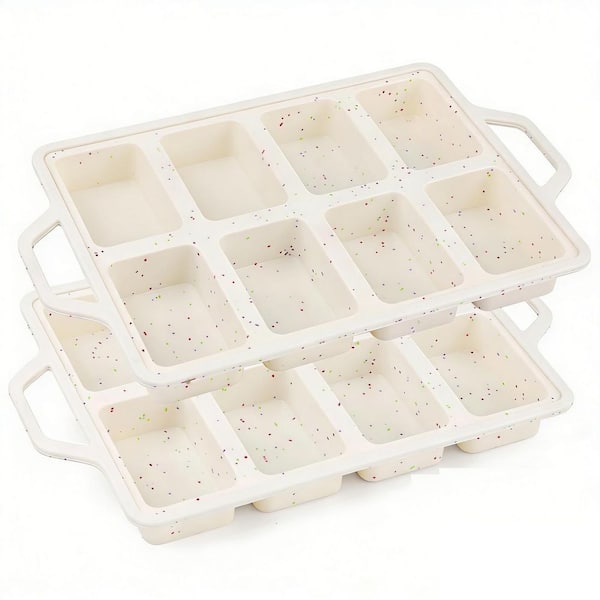 2-Pack Silicone Mini Loaf Pans with Metal Reinforced Frame, Non-stick Bread Pan for Baking 8-Cavity, Dishwasher Safe