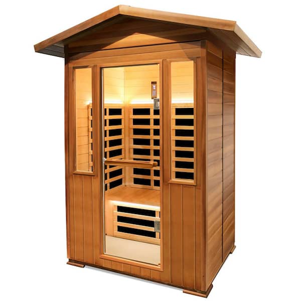 1-Person Infrared Sauna with 8 Heaters, Bluetooth, Foot Warmer & Ambient Lights-Red Cedar & Hemlock, Easy Assembly