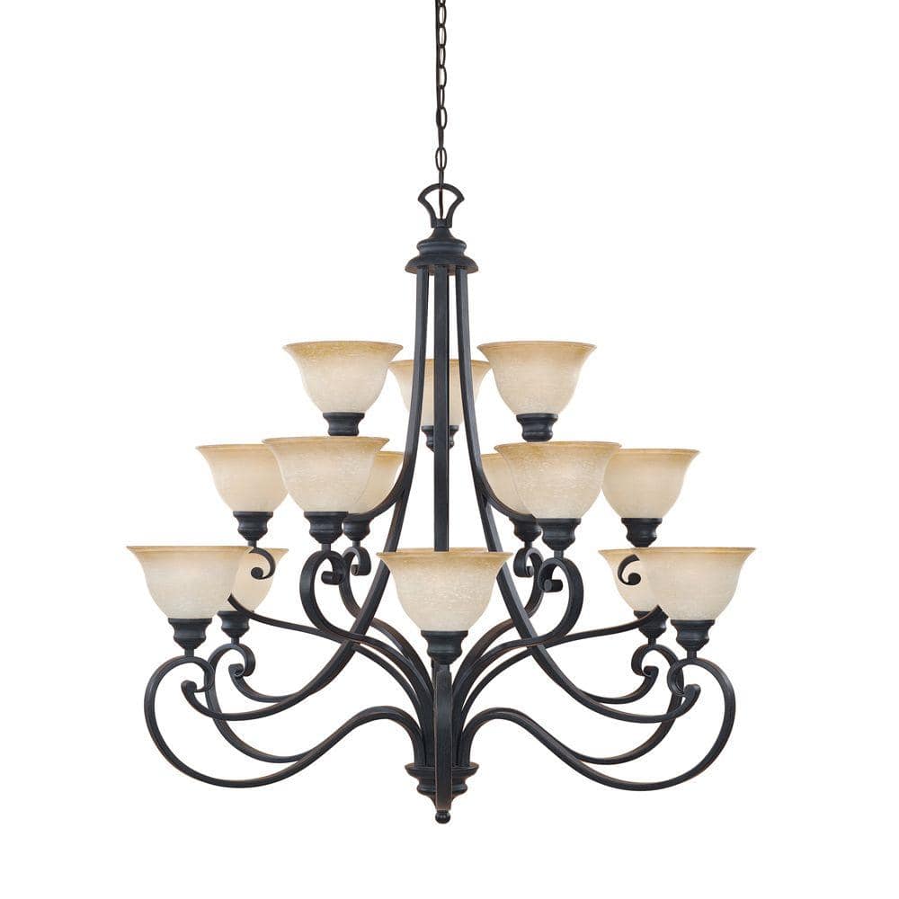 Monte Modern Deco Aged Brass Chandelier