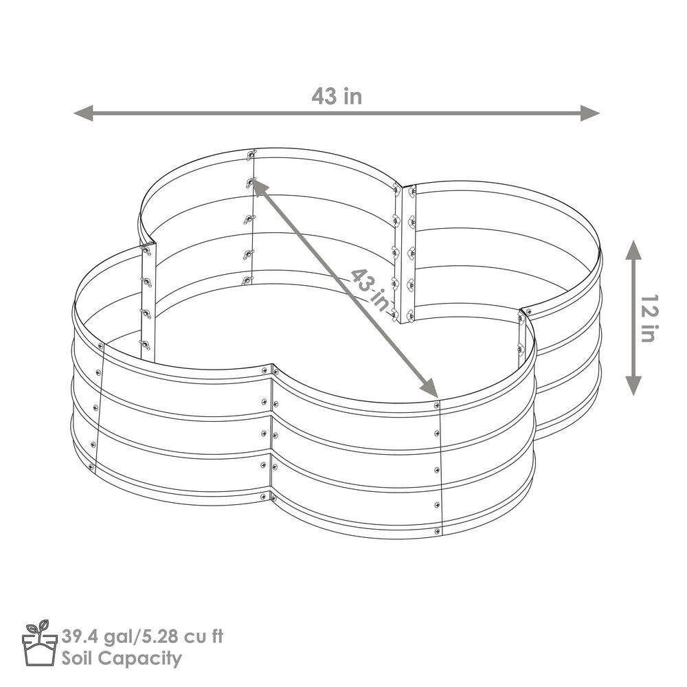Silver Galvanized Steel 4-Leaf Clover Raised Garden Bed