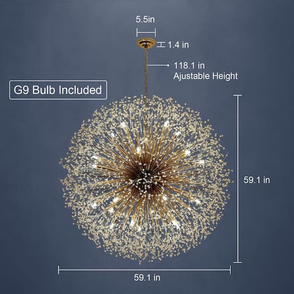 EDISLIVE Calzadyn 59.1 in. 30-Light Gold Decor Dandelion Firework