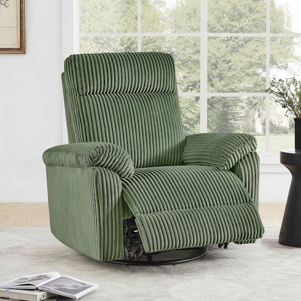 Junia Moss Green Fabric Swivel Glider Recliner with 3-Position Adjustable Recline for Living Room and Nursery