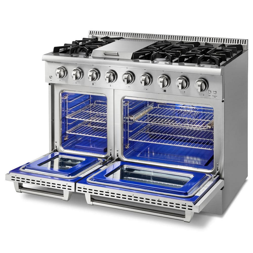 Thor Kitchen 48-Inch Stainless Steel Freestanding Gas Range with Griddle