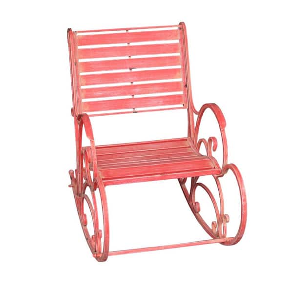 Zaer Ltd. International in.Monte Carlo in. Flamingo Pink Metal Outdoor Rocking Chair