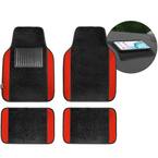 4-Piece Red Universal Carpet Floor Mat Liners with Colored Trim - Full Set