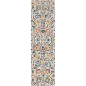 Passion Ivory/Multi 2 ft. x 8 ft. Floral Transitional Kitchen Runner Area Rug