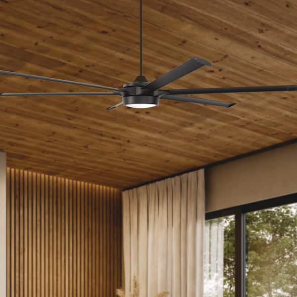 8.5 ft. Flat Black Finish, Flat Black Blades Downrod Mount HVLS Propeller Ceiling Fan w/ Integrated LED Light Included