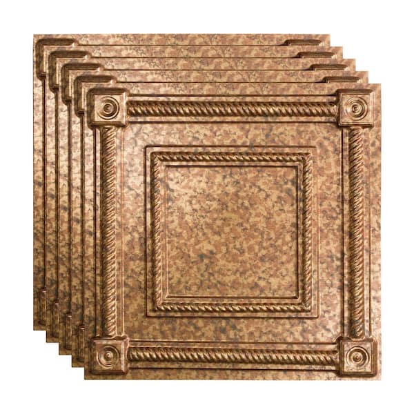 Fasade Coffer 2 ft. x 2 ft. Cracked Copper Lay-In Vinyl Ceiling Tile (20 sq. ft.)