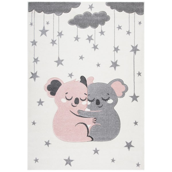 Carousel Kids 2 ft. x 3 ft. Ivory/Pink Stars Area Rug