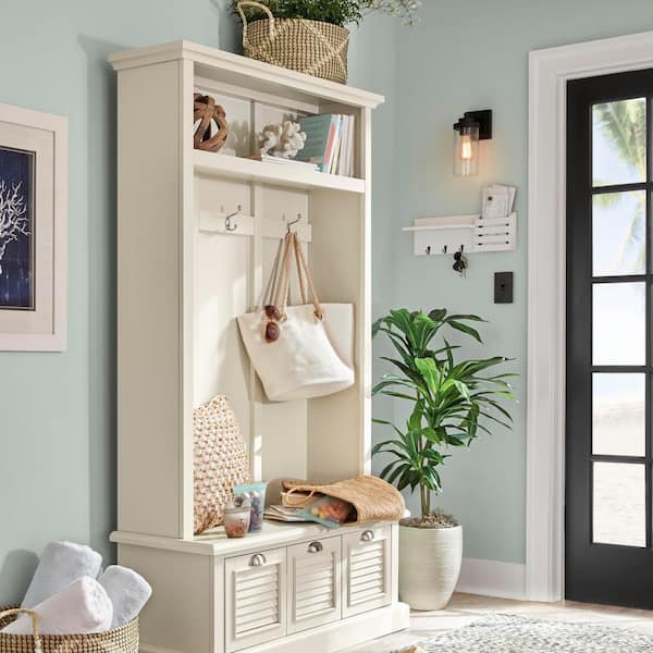 DANYA B Maison 18 in. x 4.25 in. White Utility Shelf with Pocket