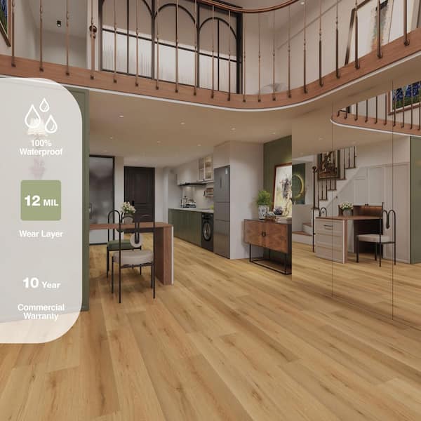 Lina Ridge Oak 12 MIL x 7 in. W x 48 in. L Waterproof Click Lock Luxury Vinyl Plank Flooring (23.8 sq. ft./Case)
